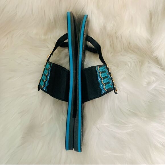 JC Penny Black Boho Flat Sandals Size 6 - Picture 7 of 10